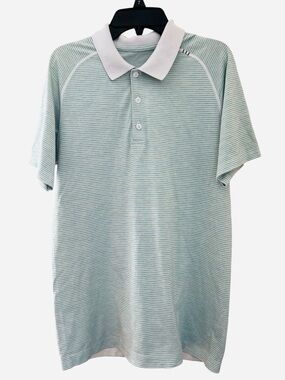 Lululemon Metal Vent Tech Polo Shirt Mens S Golf Office White /White /Blue /Lime